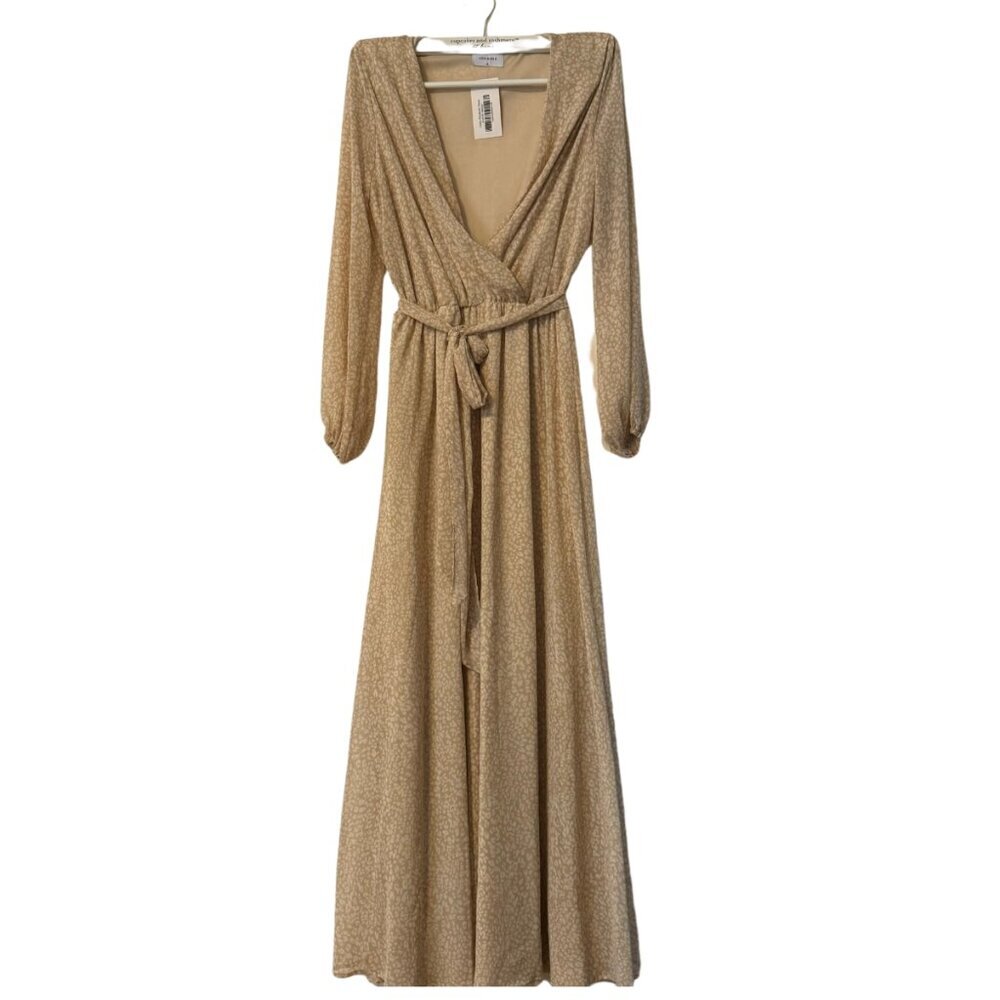 Adrienne cheetah leopard faux wrap maxi dress size medium NWT